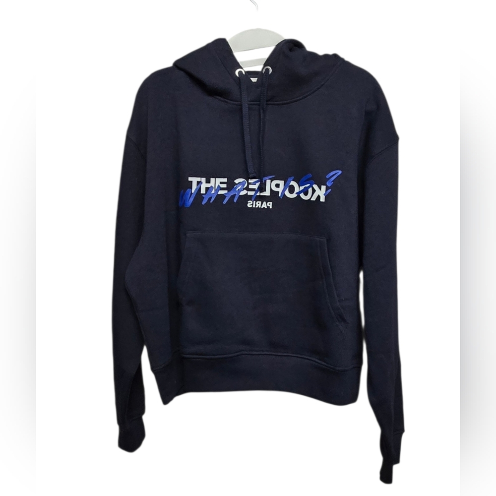 Kooples "What Is?" Hooded Sweatshirt Zz Eu 2 (23" PTP, 29" Length) Small* Navy